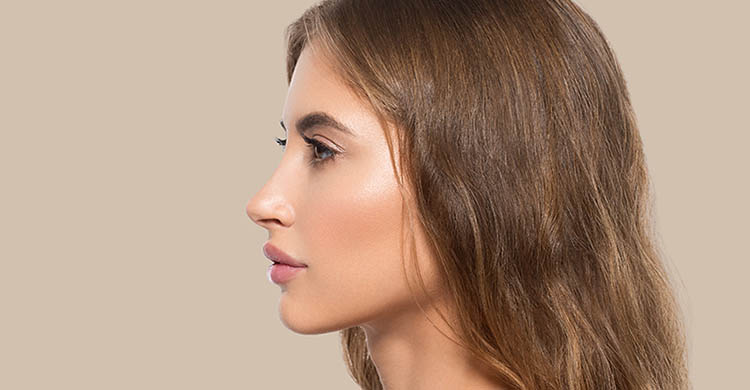 Beauty woman face profile portrait. Healthy beautiful skin femal